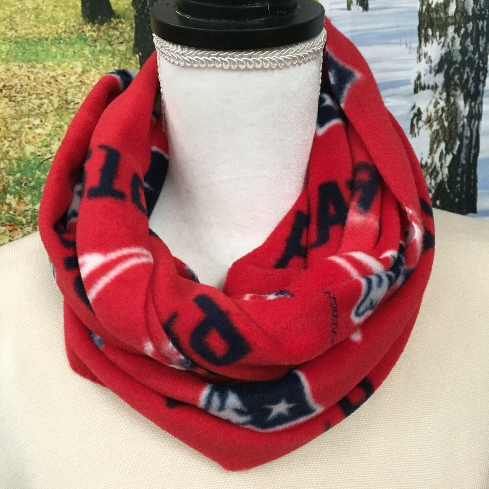 Superbowl 60 LX Loop Scarf NFL New England Patriots Fleece handcut 76 x 9"